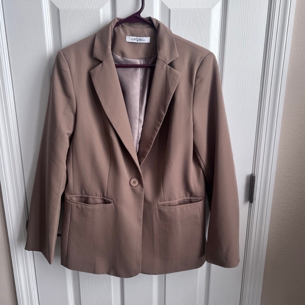 CDCYBELL Dark Khaki One Button‎ Blazer Jacket Medium  Office Casual